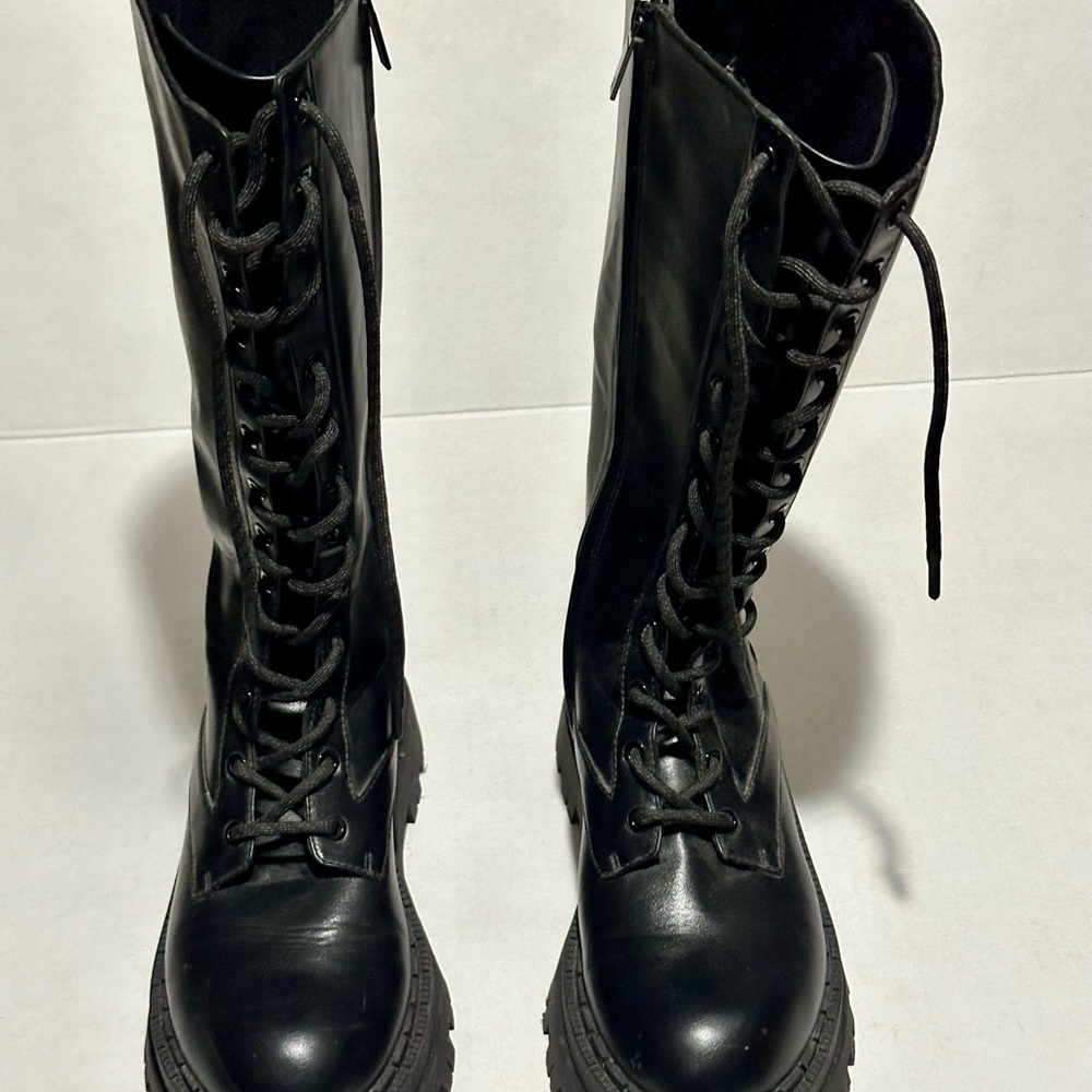 Zara Lace Up Moto Boots - Picture 2 of 5